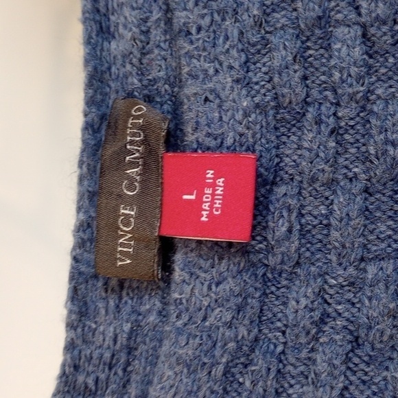 Vince Camuto Womens Sweater Sz L Blue Pullover Knit Cozy Comfy Cotton Blend Warm - Picture 2 of 7
